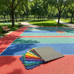 Heat-Insulated PP Interlocking Modular Floor Tiles for Hot-Climate Outdoor Sports Playgrounds