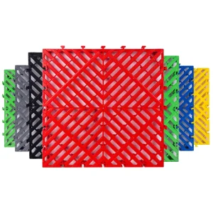 Heavy Duty Anti-Slip Plain Click Interlocking PP PVC Garage Floor Tiles for Warehouse