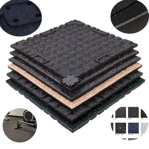 Heavy-Duty Eco-Friendly Gym Rubber Flooring Tiles Sound Absorption Noise Reduction Anti-Bacterial Easy Installation 500x500mm