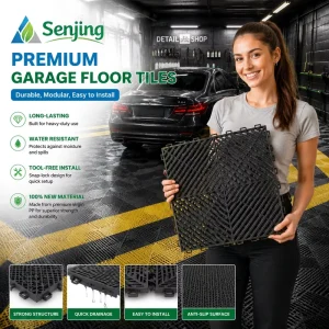 Heavy Duty Garage Floor Tiles PP Flooring System Anti Slip Car Wash Workshop Application