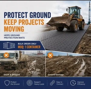 Heavy Duty HDPE Ground Protection Mat Non-Slip Temporary Road Mat for Construction Truck Access and Turf Protection
