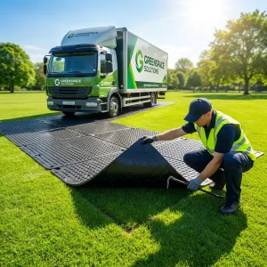 Heavy Duty HDPE Ground Protection Mats 4×8 ft Temporary Road Mats for Construction Site and Heavy Equipment Access