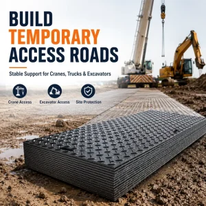 Heavy-Duty HDPE Matting for Temporary Roads Ground Protection Panels for Contractors Rental Fleets and Worksites