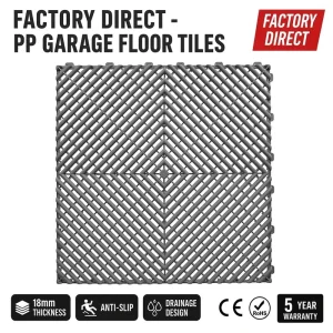 Heavy-Duty PP Interlocking Garage Floor Tiles 18mm Anti-Slip Drainage Flooring for Car Wash Workshop Showroom Outdoor
