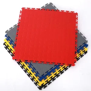 Heavy-Duty PVC Interlocking Puzzle Floor Tiles with Parquet Pattern for Garages, Workshops, Warehouses, Gyms, and Showrooms