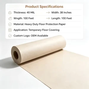 Heavy Duty Temporary Floor Protection Board, Construction Grade Paperboard Ram Board for Hardwood, Tile Jobsite Surface Protector