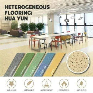 Heterogeneous Flooring Vinyl Roll Flooring LVT Simple Color Anti-bacterial Wear Resistant Plain Wood Stone Supermarket