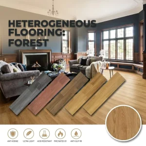 Heterogeneous Flooring Wood Grain Vinyl Tile Flooring LVT UV Treated Anti bacterial Wear Resistant Home Office Hotel