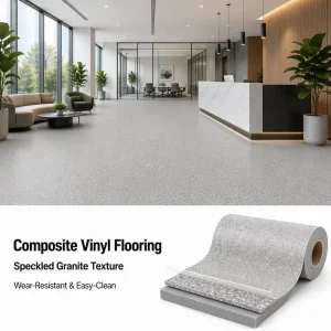 Heterogeneous PVC Sheet Vinyl Flooring 2.0mm 2mx20m Anti Slip R9 Fireproof B1 Class 34 Heavy Duty Commercial Office Hospital