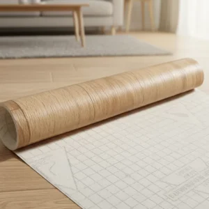Heterogeneous PVC Vinyl Flooring Roll Wood Grain Wear Resistant PVC Roll Flooring for Office Hotel