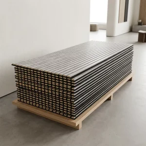 Hexagon MDF Akupanel Slatted Acoustic Panel Wood Veneer for Auditorium & Conference Rooms NRC 0.8