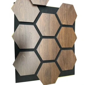 Hexagon Wooden Acoustic Panel Soundproof Honeycomb Wall Board Polyester Fiber Eco-friendly Modern Graphic Design Interior