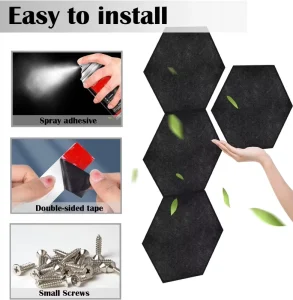Hexagonal Industrial Eco friendly Fireproof 100% Polyester Fiber Acoustic Panel for Hotel Use 9mm Thick Sound Absorption