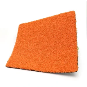 High Density 15mm Orange Curved Artificial Grass Turf Eco Friendly PP for Golf Sports Court Badminton Gym Soccer Durable