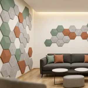 High Density 3D Polygon Pattern Polyester Fiber Acoustic Panels Sound Absorbing Wall Board for Cinema Room