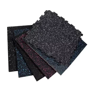 High Density Composited Anti-Static Gym Rubber Flooring Tiles Buckles Interlocking Bottom for Shock Absorbing Gym Mat