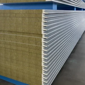 High Density Fireproof PU Side Sealing Rock Wool Sandwich Panel Soundproof Insulated Wall Board for Industrial Plant