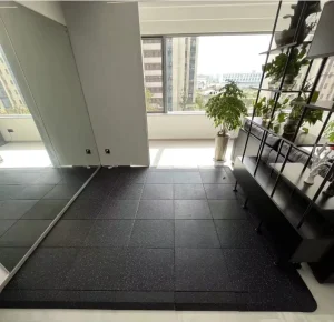 High Density Interlocking Rubber Floor Mats Non slip Soundproof Gym Tiles with EPDM Flecks Rubber Floor Mats