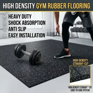 High-Density Rubber Gym Flooring Roll and Interlocking Gym Floor Mat Heavy-Duty Fitness Flooring