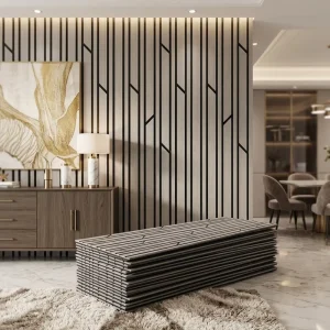 High Density Shock Absorbing Linear Groove MDF Acoustic Panels For Audio Room Home Theater Office Partition Wall