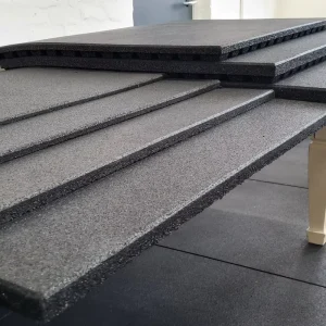 High-Density Wood Grain Rubber Tile Odorless Gym Flooring Mat with Shock Absorption
