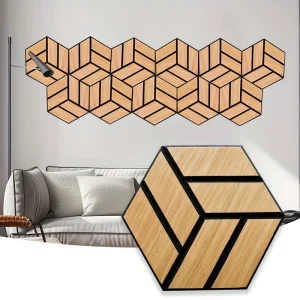 High Density Wooden Sound Absorbing Panels Noise Reduction Hexagon Acoustic Wall Panel for Hotel CE Certification