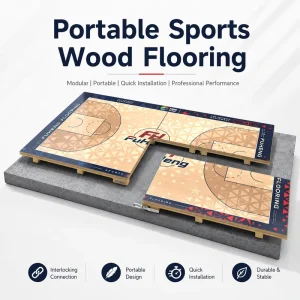 High Elasticity Eco Friendly Indoor Interlocking Basketball Sports Floor With Wood Material And 22mm Thickness