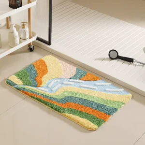 High-Pile Thick Absorbent Rubber Bathroom Mat, Non-Slip