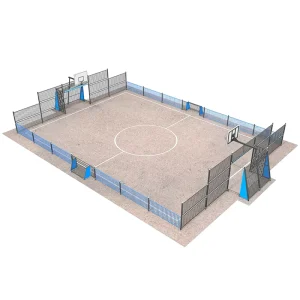 High Quality Full Set Outdoor Soccer Cage And Basketball Court 2 In 1 Sport Court Artificial Grass Flooring
