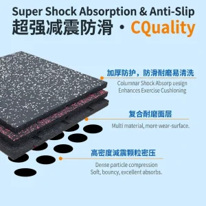 High-Resilience Waterproof Easy-Clean Non-Slip Shock-Absorbing Heavy-Duty Rubber Floor Mat for Home Gyms