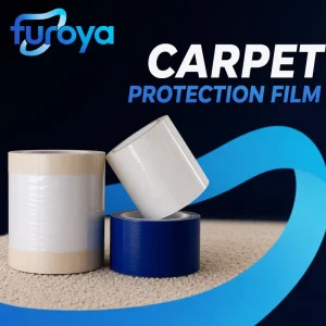 High Strength Soft PE Polythene Film Roll Glossy Plain Surface 500mm X 300m for Floor Covering Protection