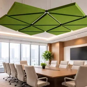 Hollow Polyester Fiber Acoustic Ceiling Panels Suspended Type for Noise Reduction Ceiling Projects of Hotels and Auditoriums