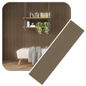 House Interior Wall Soundproof and Decorative Akupanel Walnut Veneer MDF Wood Slat Acoustic Panels with Black Felt Backing