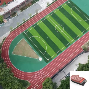 IAAF Certified 13mm PU Plastic Prefabricated Rubber Running Track Durable Tartan Athletic Track UV-Resistant Sports Flooring
