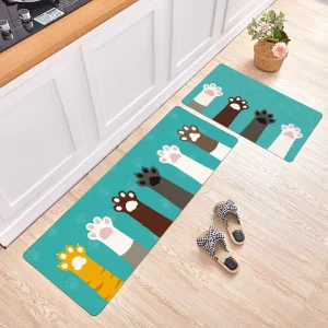 INS Style Dirt-Resistant Waterproof Oil-Proof Non-Slip Cartoon Long Strip Kitchen Floor Mat Water-Absorbent Machine Washable