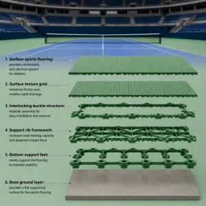 ITF-Approved Tennis Court Floor Tiles Outdoor Modular Sports Flooring for Professional Tennis Courts