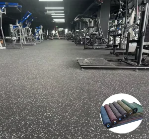 Indoor 3mm 4mm 5mm Rubber Flooring Tile Roll Gym Fitness Room Soundproof Shock-Absorption Anti-Skid Flat Black CE Certified