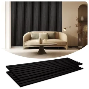 Indoor Akupanel Wood Acoustic Wall Panels Polyester Felt Backer Black Oak Veneer MDF Slat Wooden Acoustic Panel for Home Theater