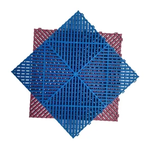 400 x 400mm PP Interlocking Garage Floor Tile, Non-Slip Drainage Tile for Indoor Car Wash Rooms