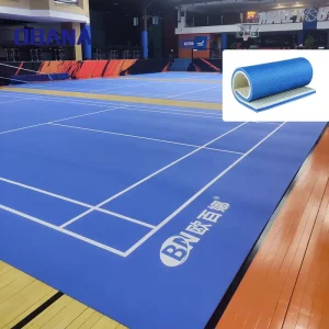 Indoor BWF Badminton Court PVC Sports Flooring Anti-Slip Customized