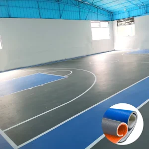 Indoor Basketball Court PVC Rolling Floor Sports Court Vinyl Cushion Mat Badminton Eco Friendly Shock Absorption Flooring