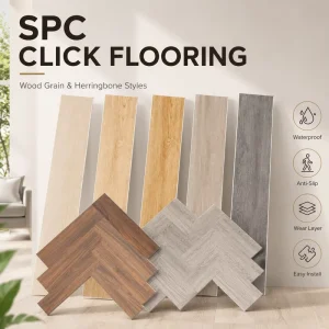 Indoor Floor Tiles SPC Herringbone Plank EVA Underlay Acoustic Pad Anti Slip Retail Store Distributor Project