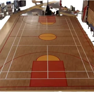Indoor Gym PVC Flooring Rolls 1.8m*15m Adhesive Non Slip Modern Professional Basketball Court Tiles School Sports Flooring