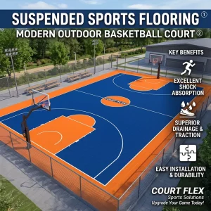 Indoor/Outdoor PP Suspended Interlocking Sports Tiles for Basketball Courts and Garages, FIBA Certified