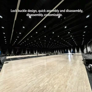 Indoor Wooden Interlocking Floor Tiles 22mm Thick Eco Friendly Portable Basketball Court Floor Easy Installation Design FIBA
