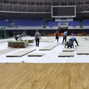 Indoor Wooden Interlocking Floor Tiles 22mm Thick FIBA Standard Portable Basketball Court Floor Easy Installation