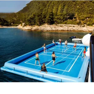 Inflatable PVC Tennis Court with Custom Floor and Fence for Water Floating Tennis Amusement