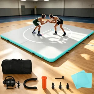 Inflatable Wrestling Mat 16ft 13ft 10ft Jiu Jitsu Mat for Home Outdoor Indoor Gymnastics BJJ MMA Grappling Judo Boxing
