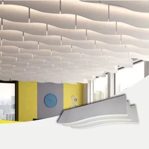 Insulation Ceiling Panel Suspended Acoustic Baffle Circular Square for Library Showroom Design Curved Ceiling Panels