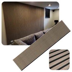 Interior Sound Proof Wood Panels Akupanel Acoustic Timber Panel Walnut Acoustic Slat Wood Wall Panels on Black Felt Backing